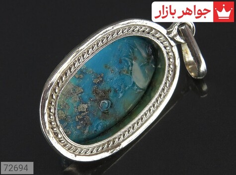 Женский красивый серебряный кулон с керманской бирюзой - Image 3