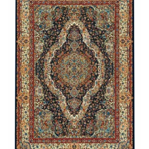 Кумский машинный ковёр «Салари Лечак Боте» 150×225 см — чёрный, шёлк и бамбуковый шёлк