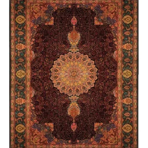 Кумский машинный ковёр «Раймон» 200×300 см — чёрный, шёлк и бамбуковый шёлк